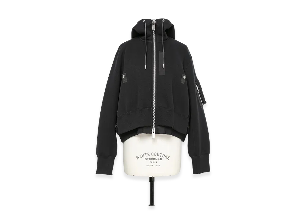 sacai Sponge Sweat x Nylon Twill Hoodie "Black/Black"