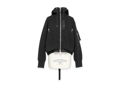sacai Sponge Sweat x Nylon Twill Hoodie "Black/Black"