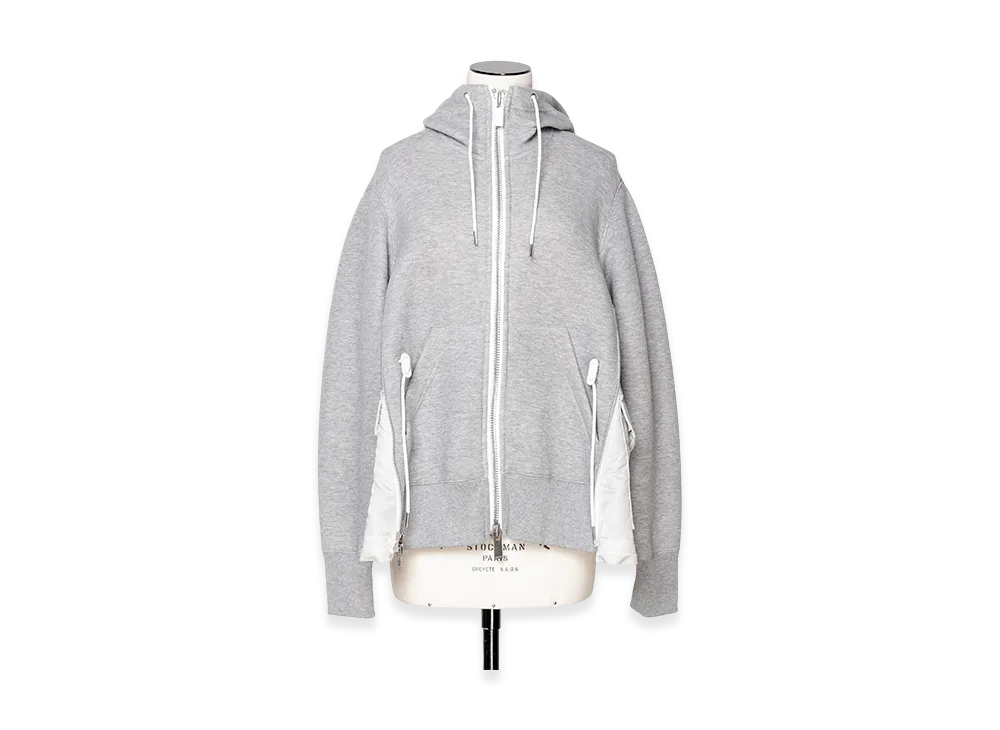 sacai Sponge Sweat x Nylon Twill Hoodie "Light Gray/Light Gray"