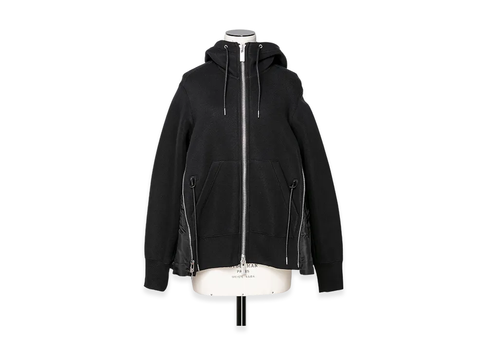 sacai Sponge Sweat x Nylon Twill Hoodie "Black/Black"