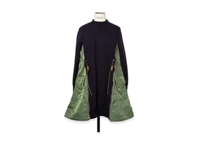 sacai Sponge Sweat x Nylon Twill Dress "Navy/Khaki"
