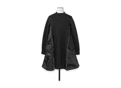 sacai Sponge Sweat x Nylon Twill Dress "Black/Black"