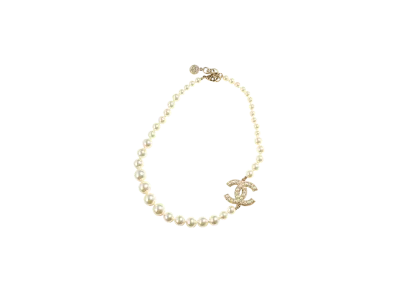 CHANEL 100th Anniversary Coco Mark Pearl Necklace "Gold"