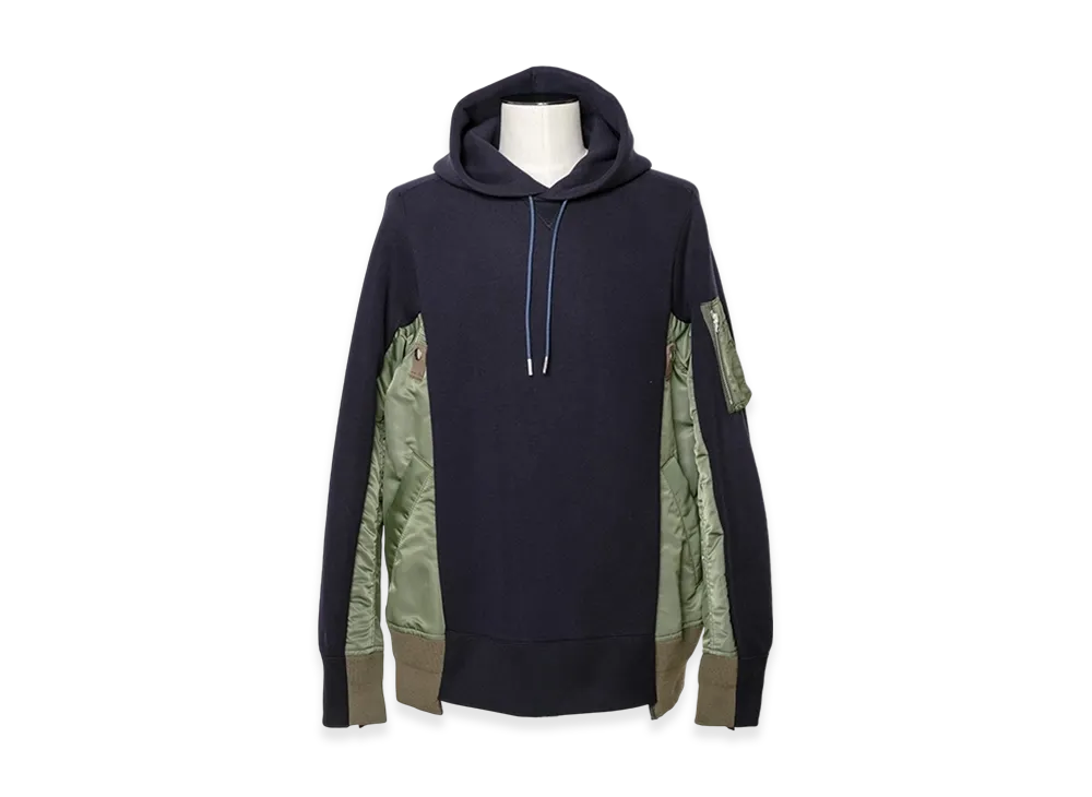 sacai Sponge Sweat x Nylon Twill Hoodie "Navy/Khaki"