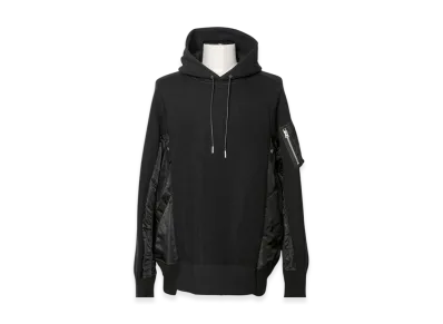 sacai Sponge Sweat x Nylon Twill Hoodie "Black/Black"