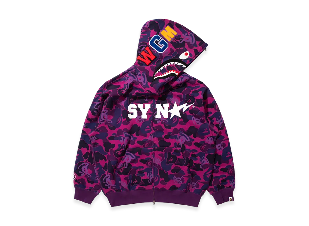 A BATHING APE x Spotify x SYNA World by Central Cee Camo Shark Full Zip Hoodie "Purple"
