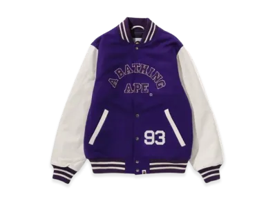 A BATHING APE Giant Ape Head Varsity Jacket M "Purple"