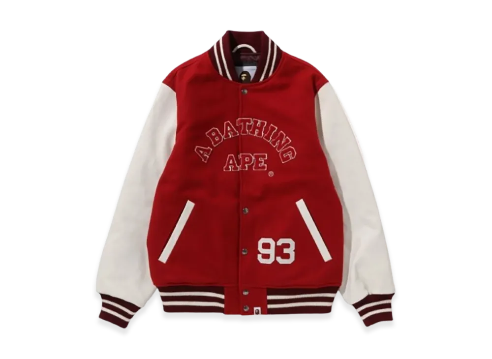 A BATHING APE Giant Ape Head Varsity Jacket M "Burgundy"