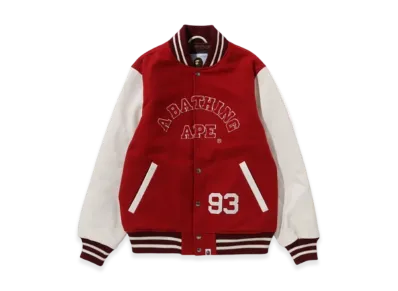 A BATHING APE Giant Ape Head Varsity Jacket M "Burgundy"