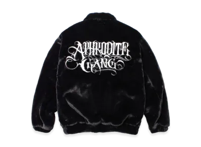 APHRODITEGANG Classic Logo Embroidery Faux Fur Jacket "Black/White"