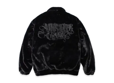 APHRODITEGANG Classic Logo Embroidery Faux Fur Jacket "Black/Black"