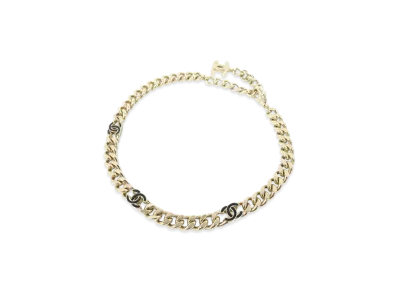 CHANEL CC Metal Choker Necklace "Black/Gold"