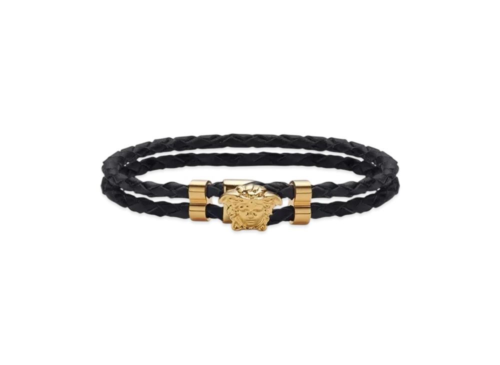 VERSACE La Medusa Leather Bracelet "Black/Gold"