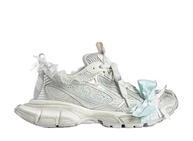 BALENCIAGA Women's 3XL Lace Sneakers "Taupe/White/Light Blue"