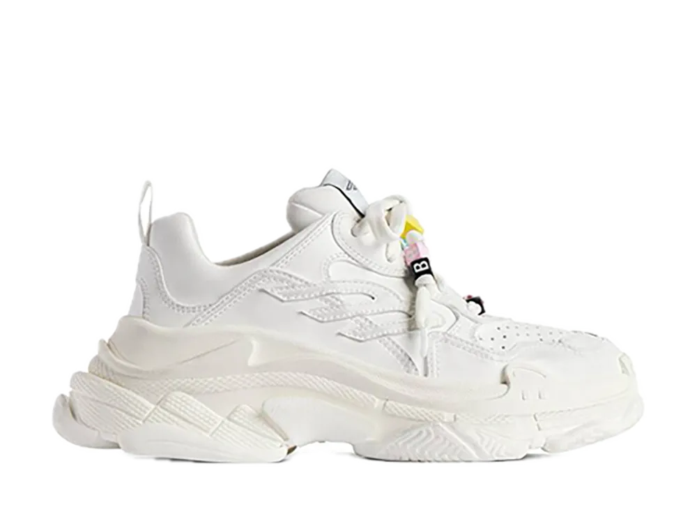 BALENCIAGA Women's Triple S Sporty Sneaker with Charm "White"