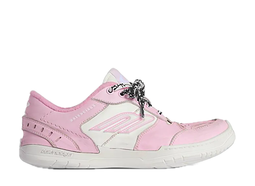 BALENCIAGA Women's Hamptons Medium Worn-out Sneakers "White/Pink"