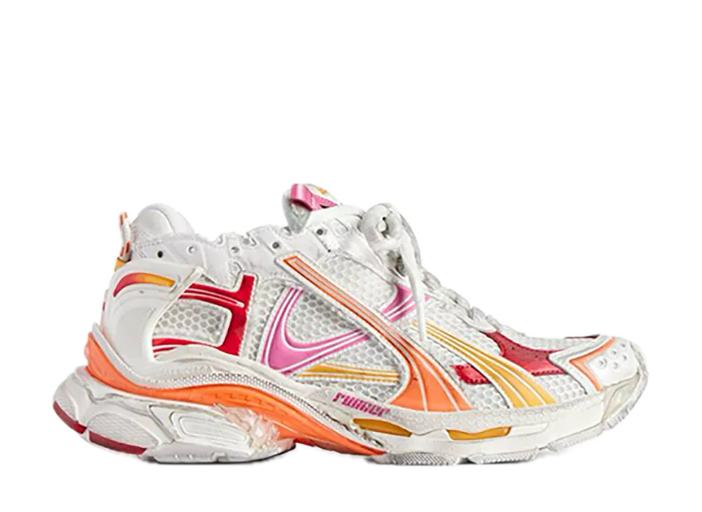 BALENCIAGA Women's Runner Sneakers "White/Orange/Pink/Red"
