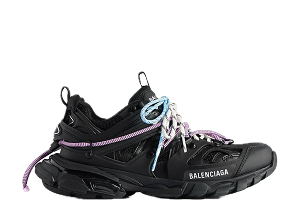 BALENCIAGA Women's Track Trail Lace Sneakers "Black/Pink/Blue/Beige"