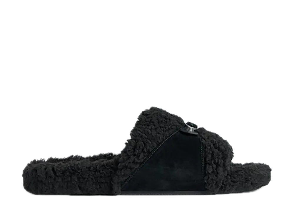 バレンシアガ ウィメンズ ファーリー スライドサンダル "ブラック"