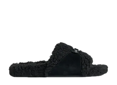 BALENCIAGA Women's Furry Slide Sandals "Black"