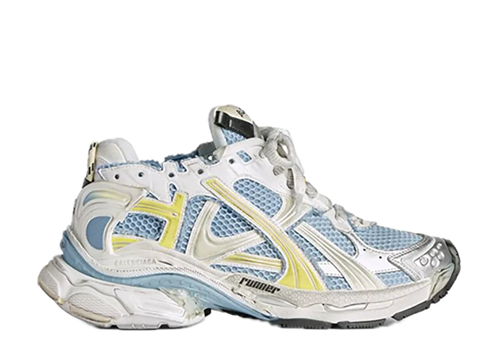 BALENCIAGA Women's Runner Sneakers "Blue/Yellow/White"