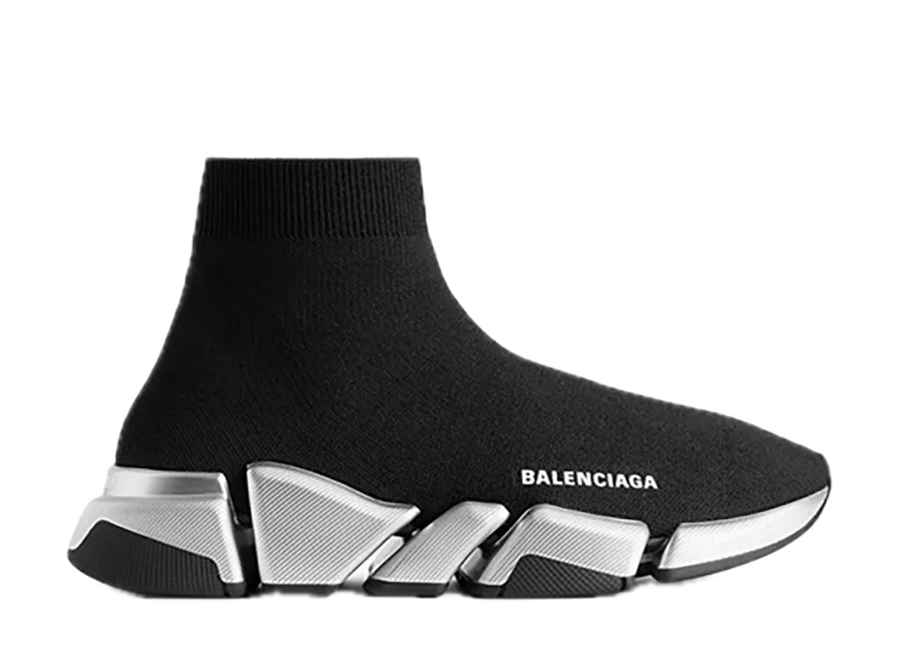バレンシアガ ウィメンズ スピード 2.0 リサイクルニット スニーカー "ブラック/シルバー"