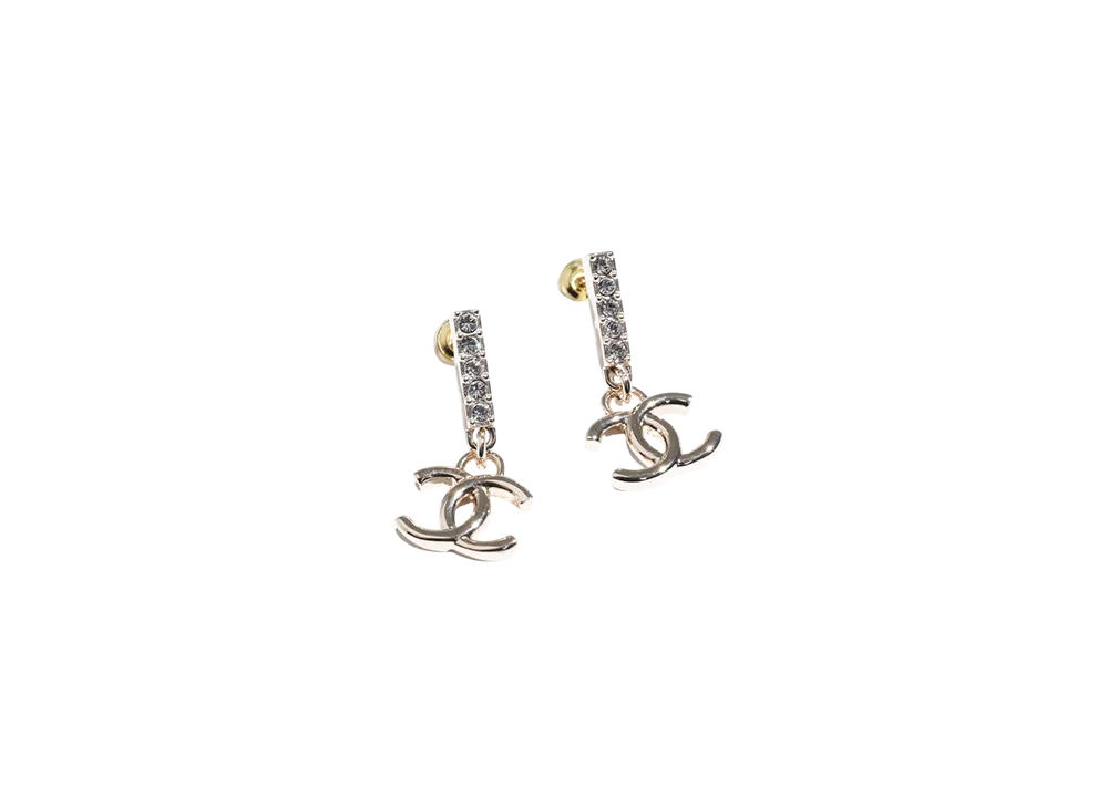 CHANEL Mini CC Logo Earrings "Silver"
