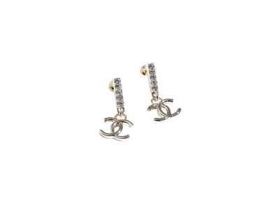 CHANEL Mini CC Logo Earrings "Silver"