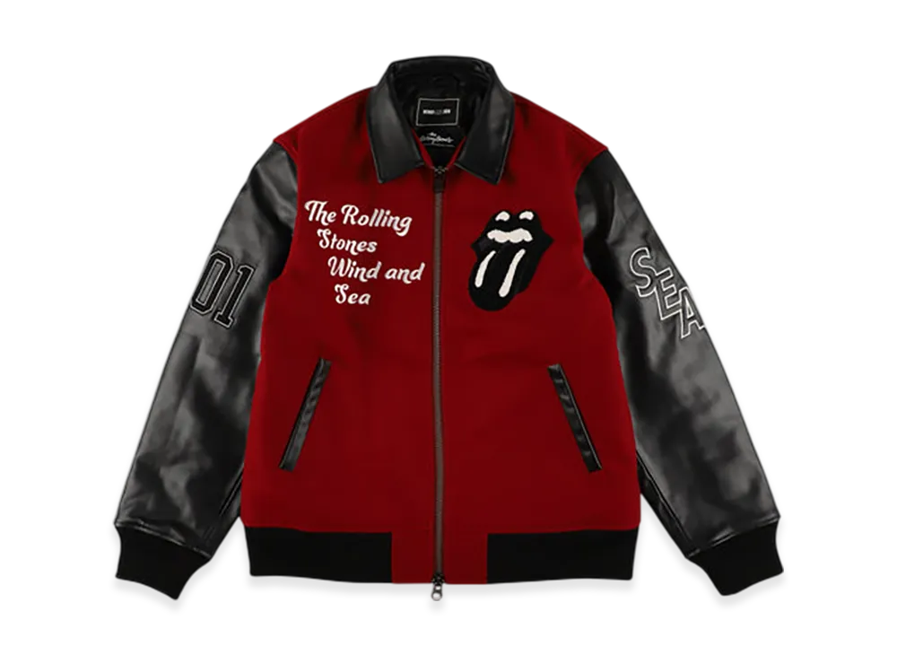 WIND AND SEA x The Rolling Stones Varsity Jacket "Red"