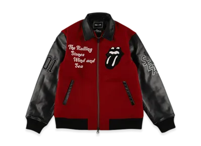 WIND AND SEA x The Rolling Stones Varsity Jacket "Red"