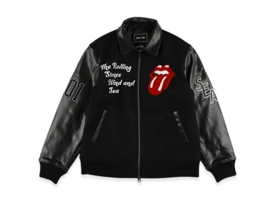 WIND AND SEA x The Rolling Stones Varsity Jacket "Black"