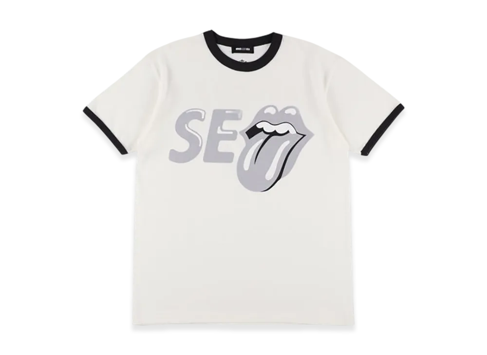 WIND AND SEA x The Rolling Stones Ringer Tee "White/Charcoal"