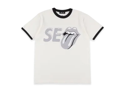 WIND AND SEA x The Rolling Stones Ringer Tee "White/Charcoal"