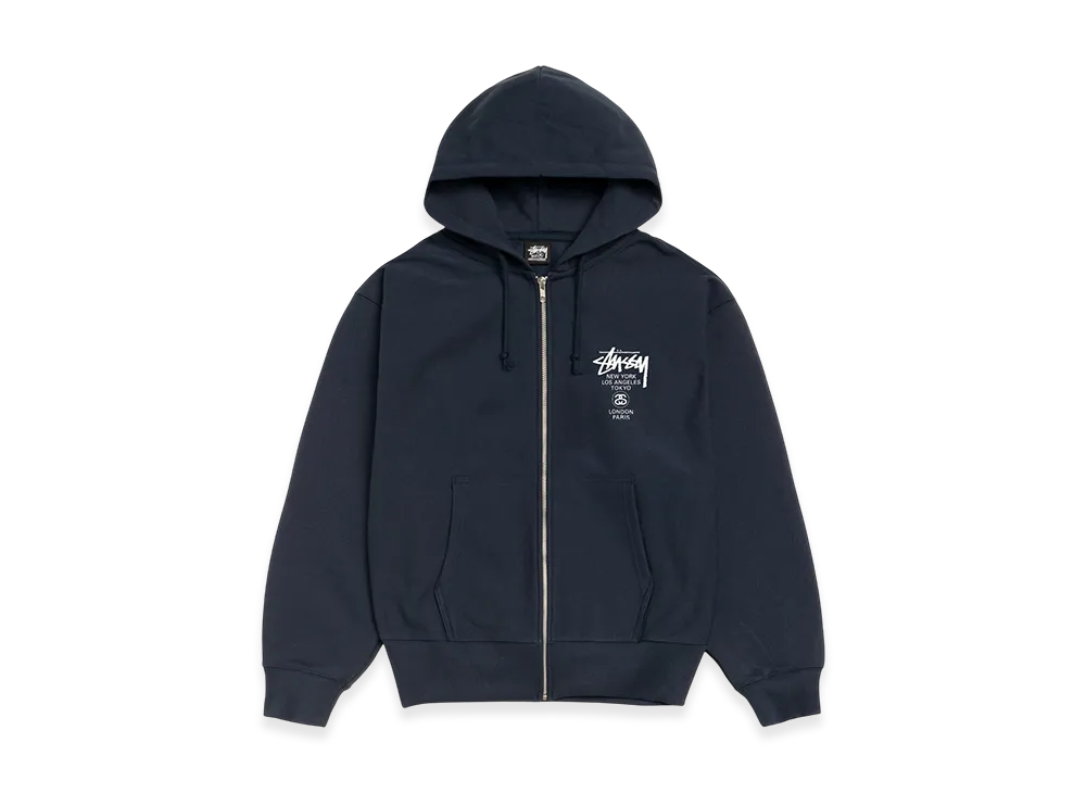 Stussy World Tour Zip Hoodie 2025 "Navy"
