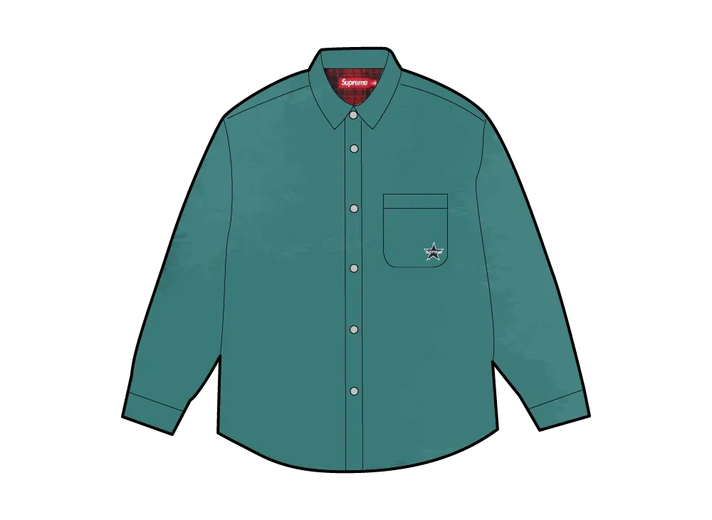 Supreme Quilted Lined Denim Snap Shirt 