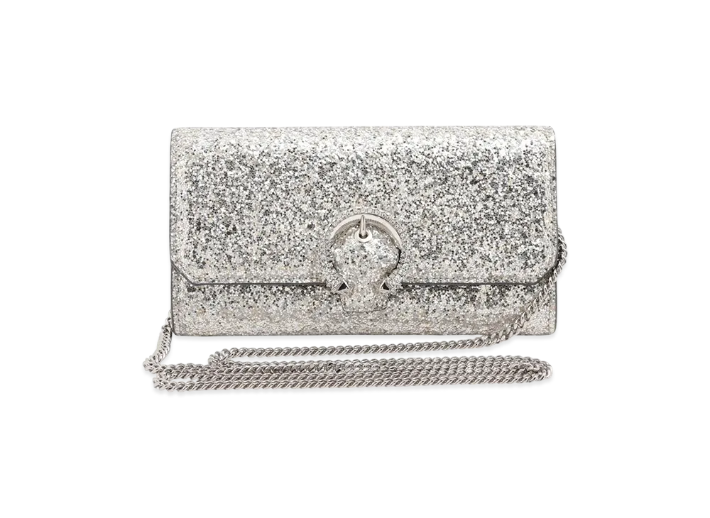 Jimmy Choo Sequin Chain Wallet "Silver"
