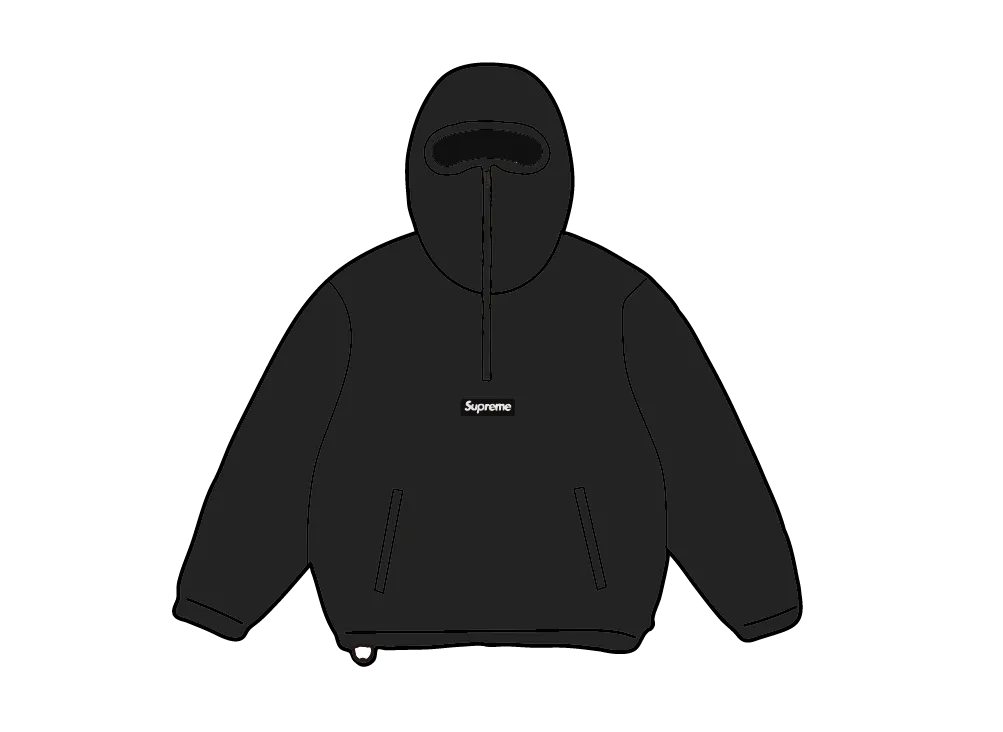 シュプリーム ポーラテック フェイスマスク ハーフ ジップ フード スウェットシャツ "ブラック"