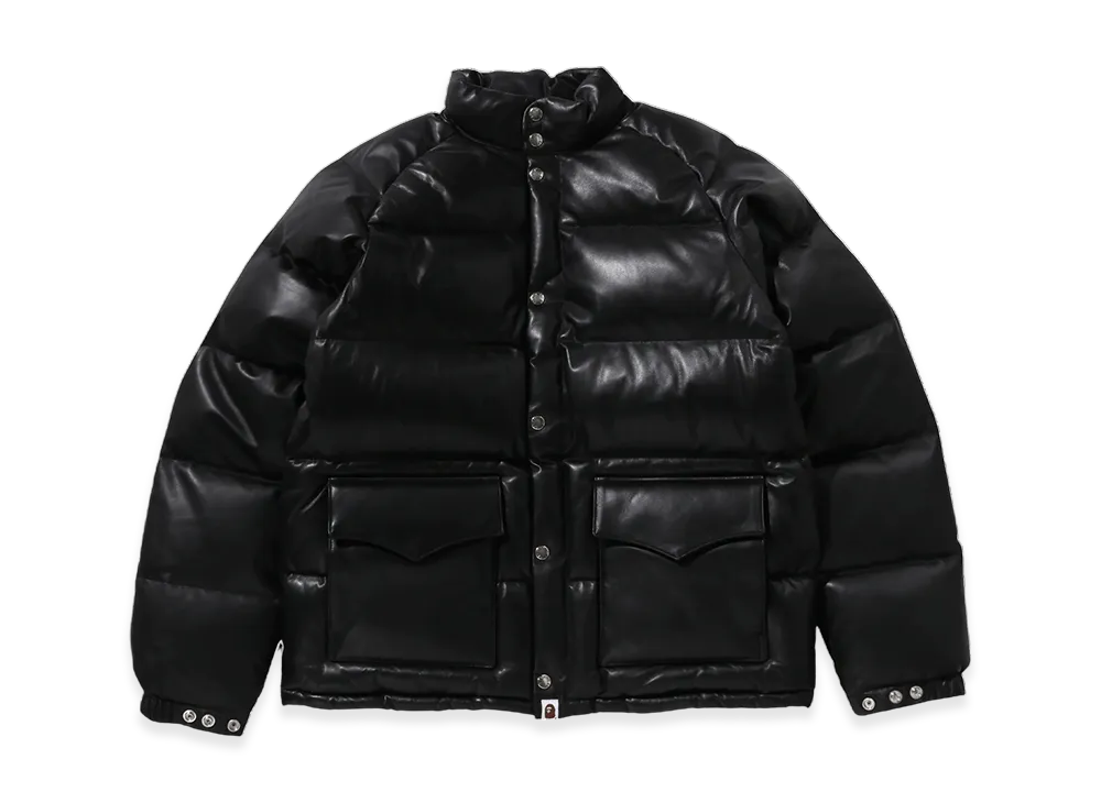 A BATHING APE Leather Classic Down Jacket "Black"