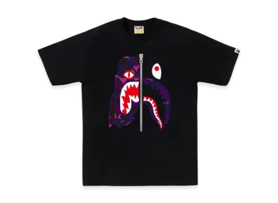 A BATHING APE Color Camo Tiger Shark Tee "Black/Purple"