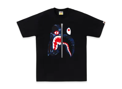 A BATHING APE Color Camo Tiger Shark Tee "Black/Navy"