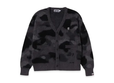 A BATHING APE Color Camo Mohair Knit Cardigan "Black"