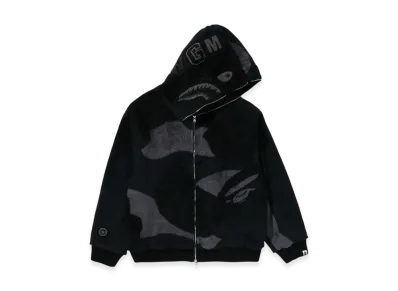 A BATHING APE Color Camo Shark Full Zip Sherpa Jacket "Black"