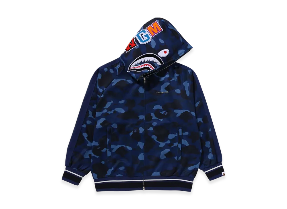 A BATHING APE Color Camo Shark Relaxed Fit Hoodie Track Jacket "Navy"