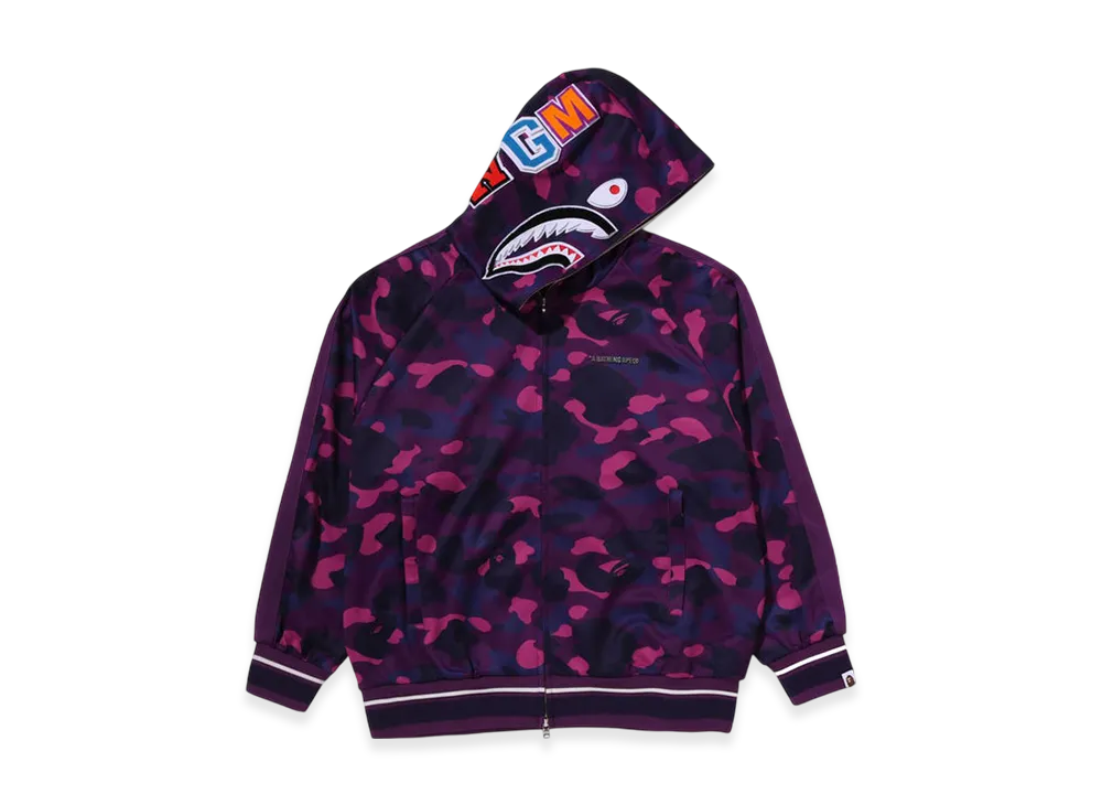 A BATHING APE Color Camo Shark Relaxed Fit Hoodie Track Jacket "Purple"