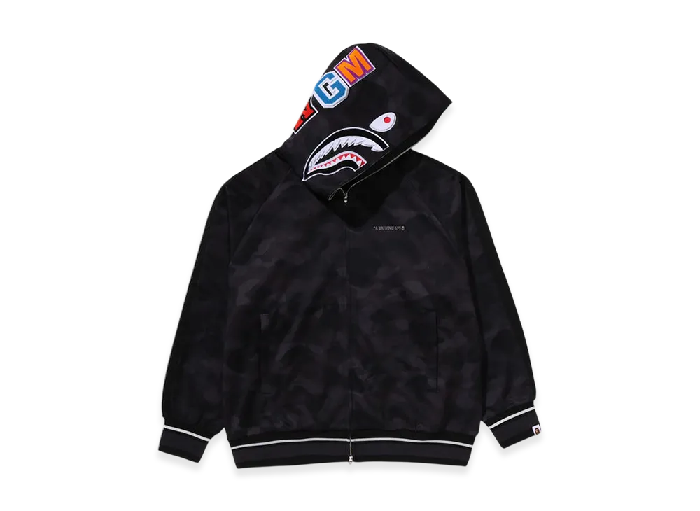 A BATHING APE Color Camo Shark Relaxed Fit Hoodie Track Jacket "Black"