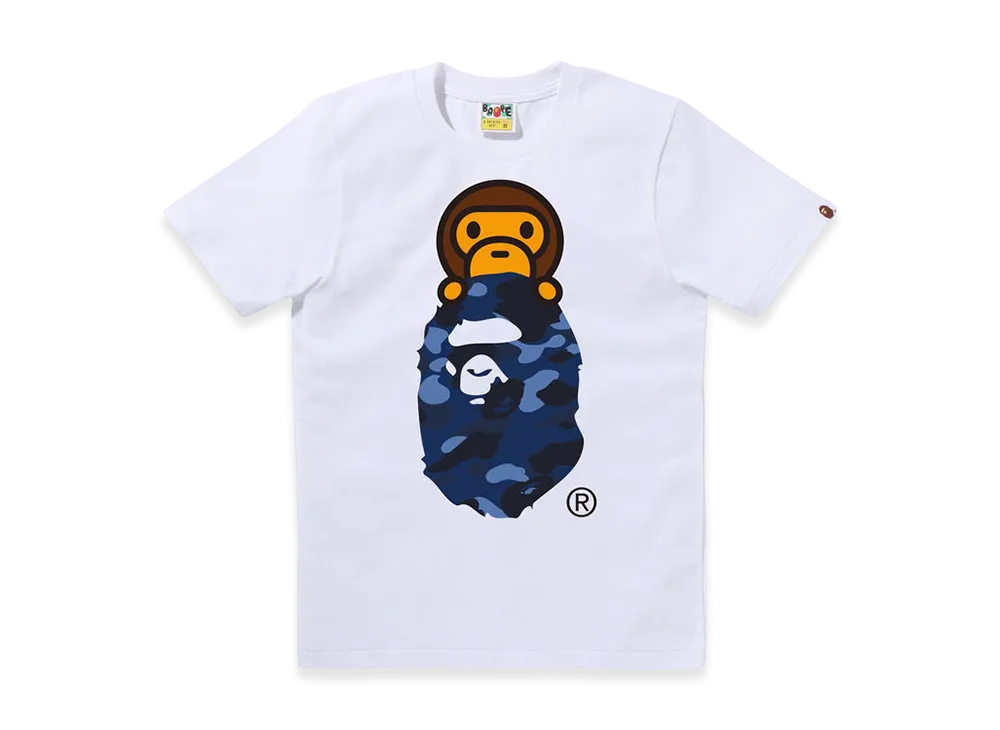 A BATHING APE Color Camo Milo On Ape Head Tee "White/Navy"