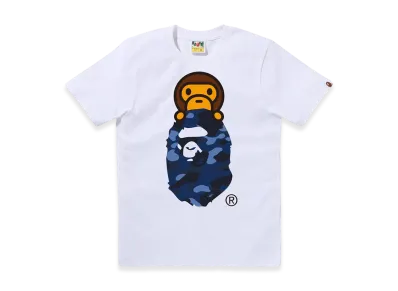 A BATHING APE Color Camo Milo On Ape Head Tee "White/Navy"