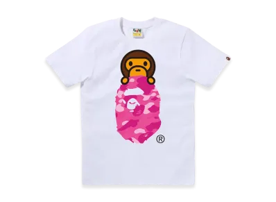 A BATHING APE Color Camo Milo On Ape Head Tee "White/Pink"