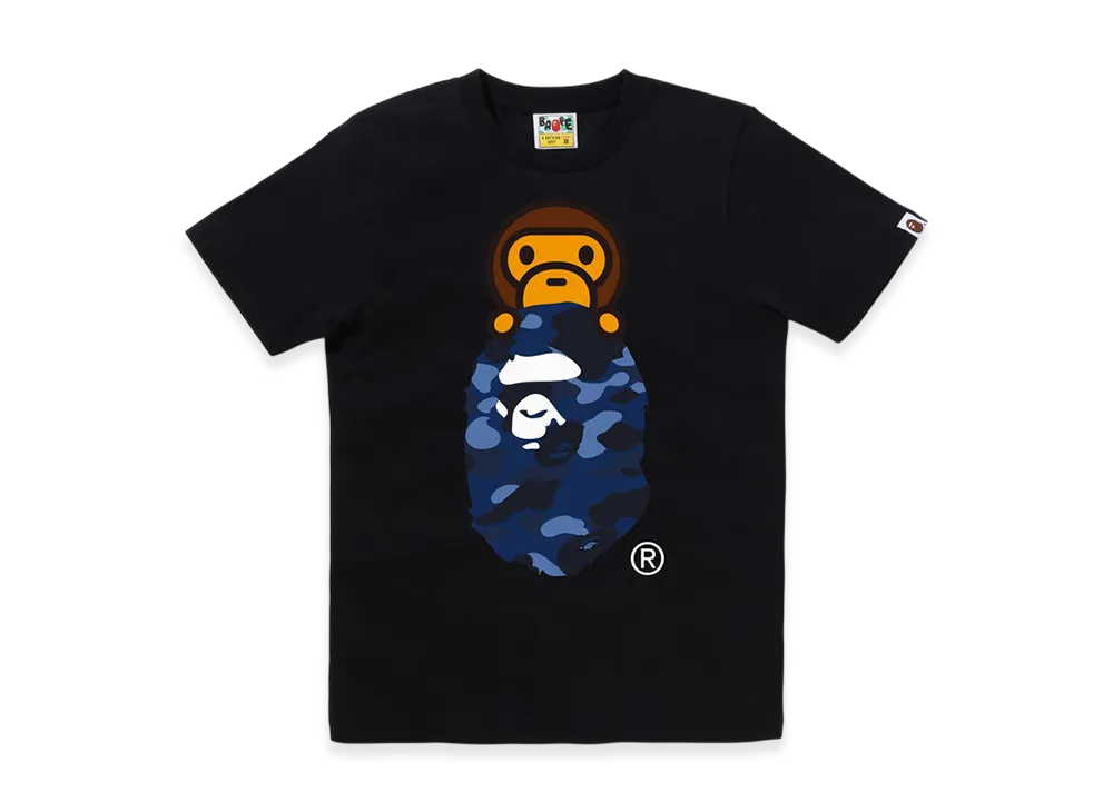 A BATHING APE Color Camo Milo On Ape Head Tee "Black/Navy"