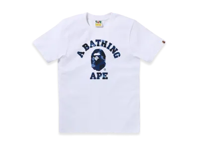 A BATHING APE Color Camo College Tee "White/Navy"